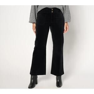 Studio Park x Amy Stran Womens Wide Leg Corduroy Pants Size 12 Black Stretch